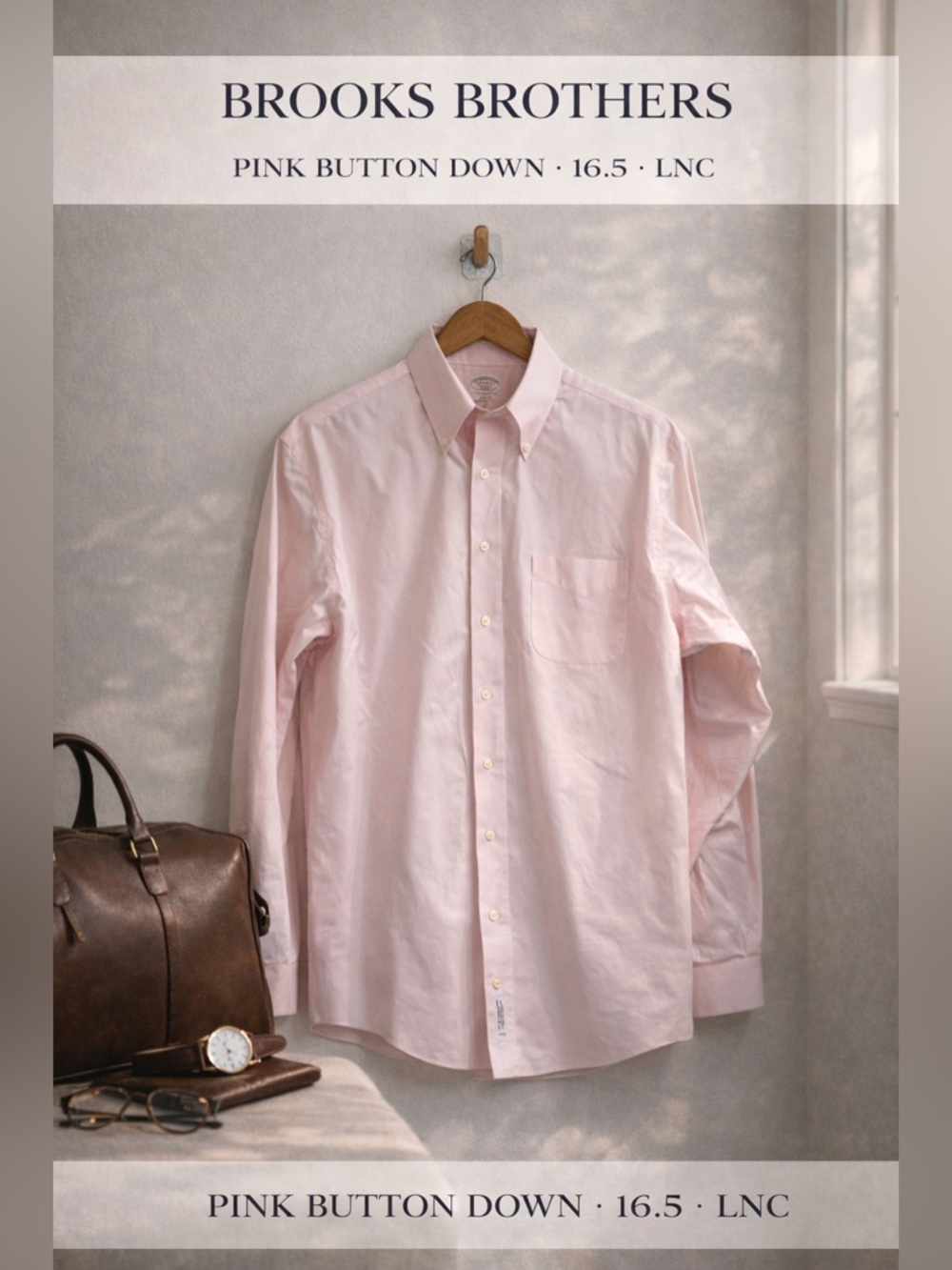 Brooks Brothers Pink Button Down Shirt Non-Iron Cotton Regular Fit Size 16.5